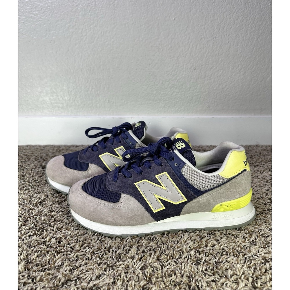 New Balance 574 Women's Size 9 D Gray Purple Neon Suede Running Shoes